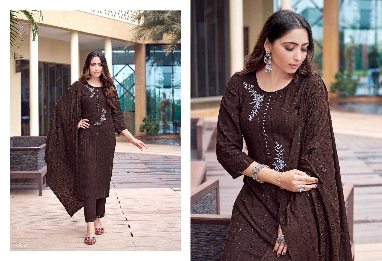Porter By Sweety Hand Work Designer Kurti With Bottom Dupatta Wholesale Shop In Surat